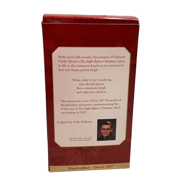 Hallmark Keepsake Christmas Ornament Collector's Club 1997 Away To The Window - Picture 3 of 8